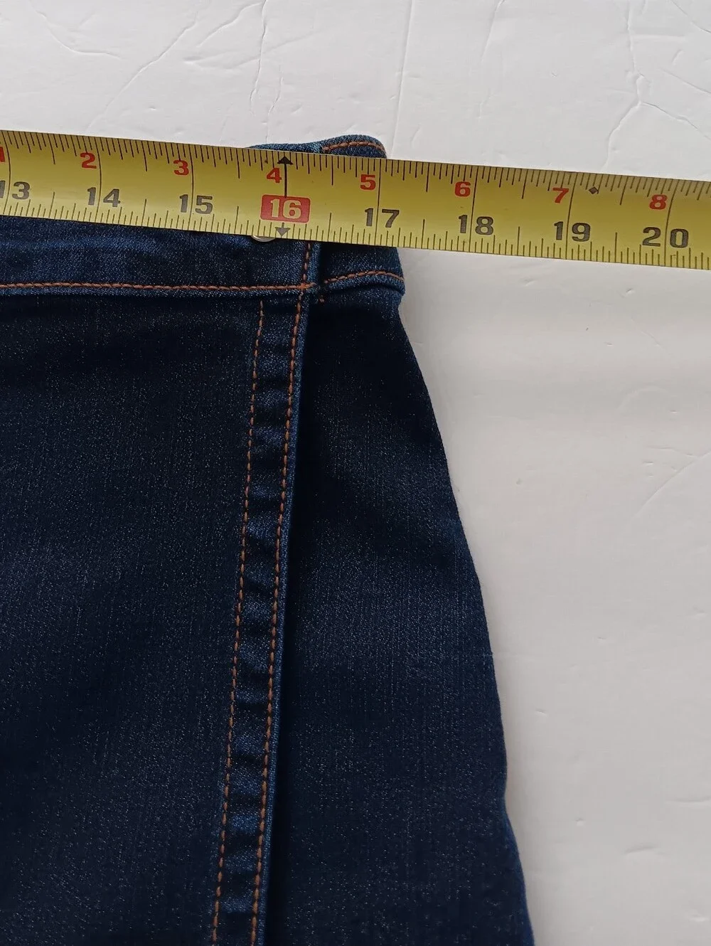 Crown & Ivy Wear Your Crown Blue Denim Envelope Shorts Wrap Front Sz 14 NWOT